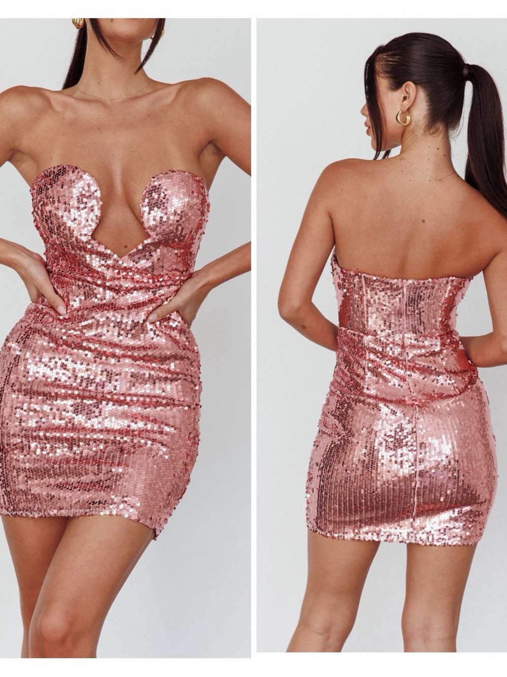 Angel Biba Encore Strapless Sequin Mini Dress Pink